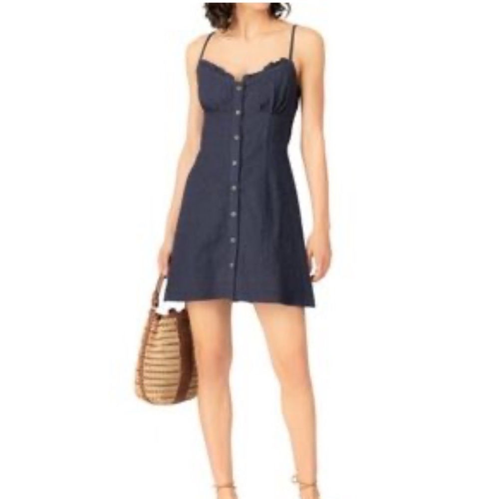 Le Rumi‎ Amalie Dress Smocked Back Navy Blue Size Medium